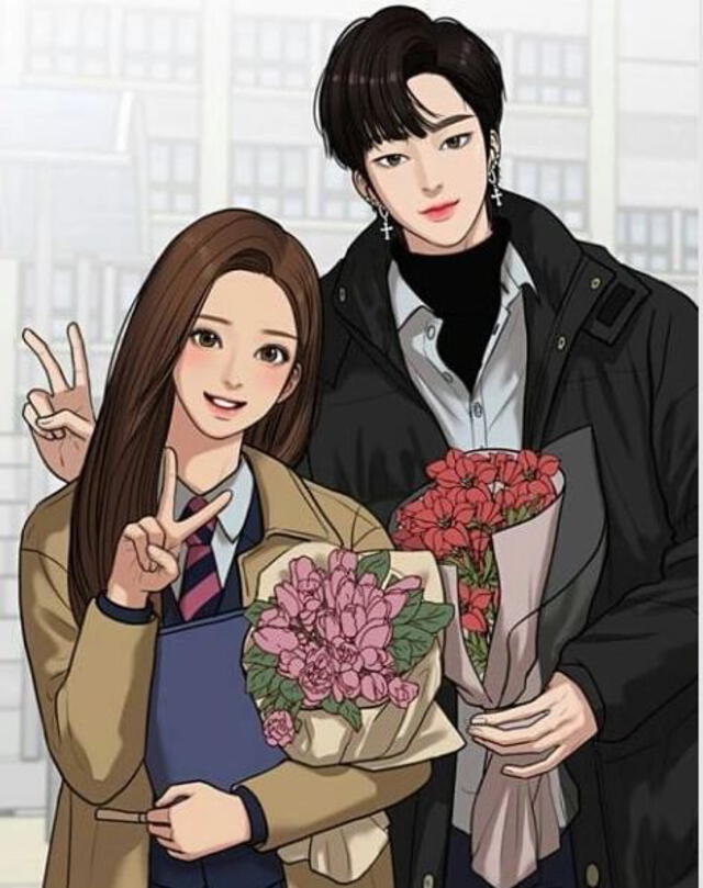 Seojun y Jugyeong en el webtoon True beauty. Foto: Yaongyi/Naver