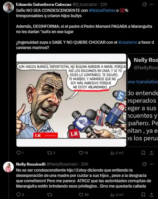 Nelly Rossinelli intercambió ideas con sus seguidores sobre el caso Liceo Naval.