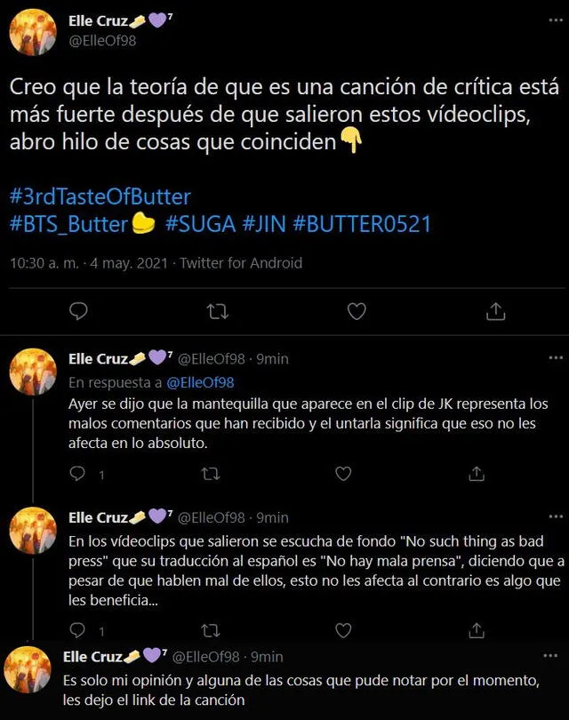 Segunda teoría de los videos conceptuales de "Butter" de BTS. Foto: captura TWitter