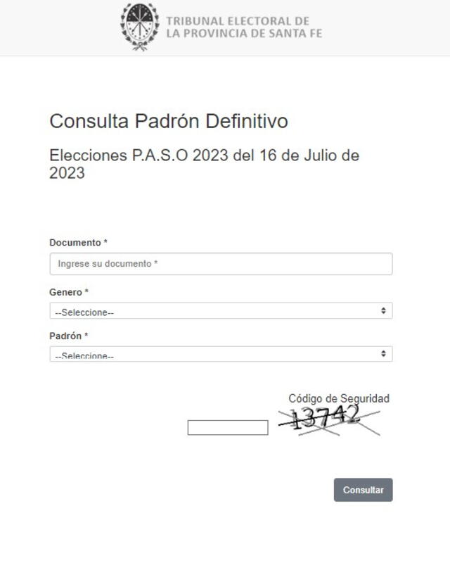  Padrón electoral. Foto: Tribunal Electoral de la provincia de Santa Fe<br>    