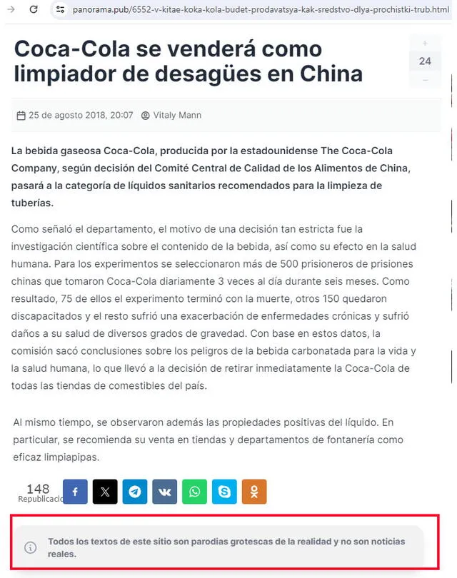  La supuesta de decisión de China proviene del 2018. Foto: captura en web / Panorama Pub.   