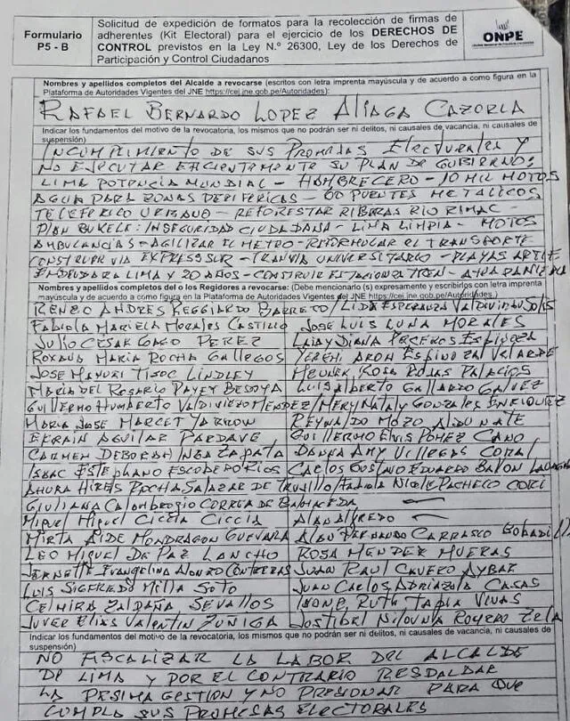 Revocatoria contra Rafael López Aliaga. Foto: Difusión.   