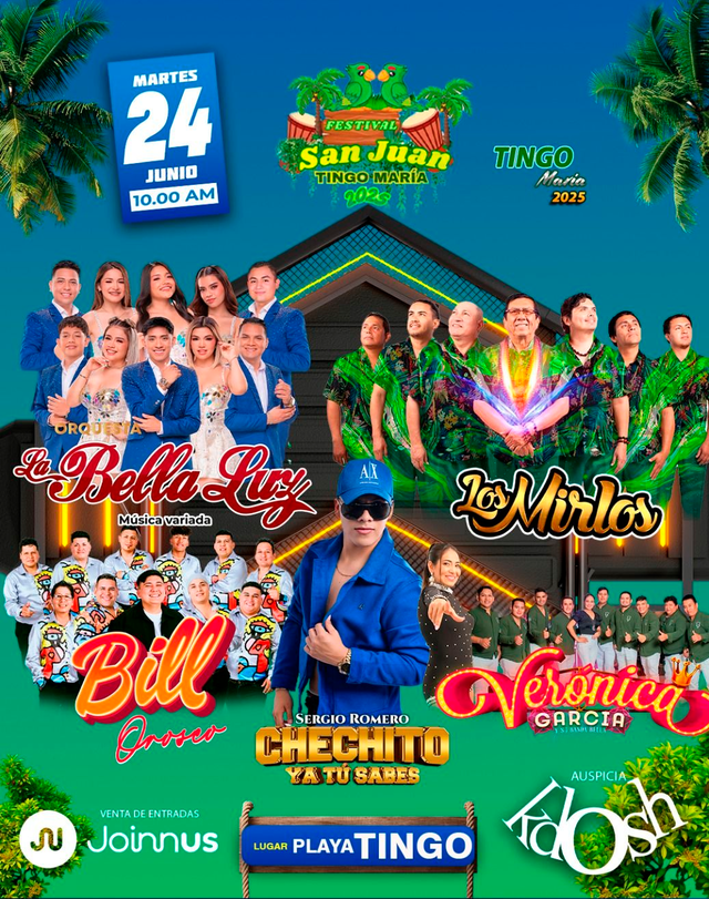 Artistas como Bill Orosco, Los Mirlos y Chechito se presentarán en el Festival San Juan 2025, que comenzará a las 10:00 a.m. en la Playa Tingo. Foto: difusión Artistas como Bill Orosco, Los Mirlos y Chechito se presentarán en el Festival San Juan 2025, que comenzará a las 10:00 a.m. en la Playa Tingo. Foto: difusión