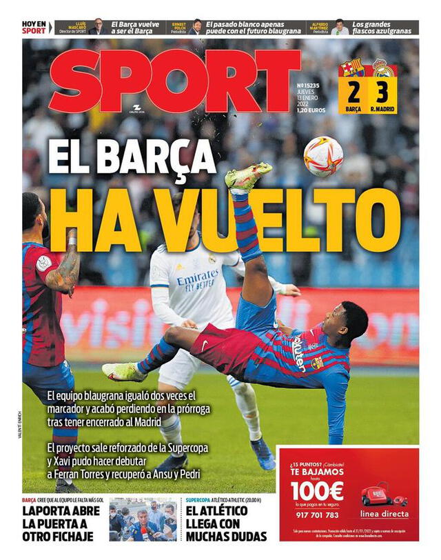 Poratadas de diarios españoles. Foto: Sport