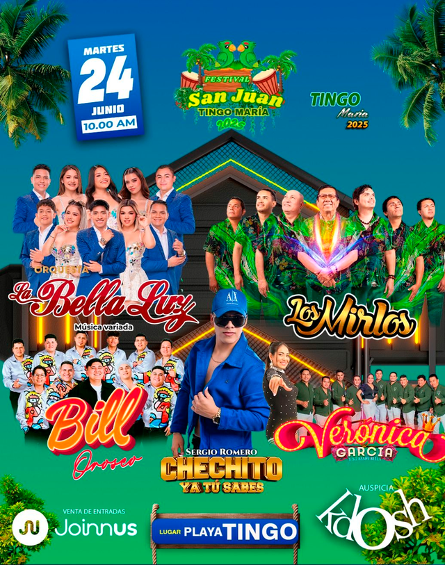 Artistas como Bill Orosco, Los Mirlos y Chechito se presentarán en el Festival San Juan 2025, que comenzará a las 10:00 a.m. en la Playa Tingo. Foto: difusión Artistas como Bill Orosco, Los Mirlos y Chechito se presentarán en el Festival San Juan 2025, que comenzará a las 10:00 a.m. en la Playa Tingo. Foto: difusión