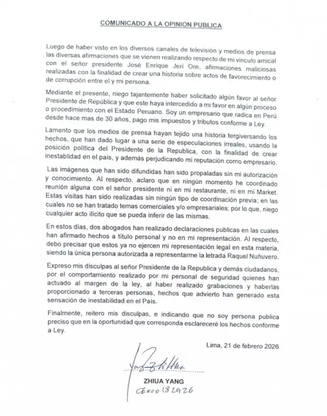  Empresario chino se pronuncia 