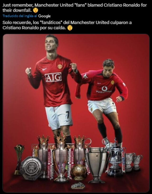 Tuit sobre Cristiano Ronaldo. Foto: captura de Twitter   