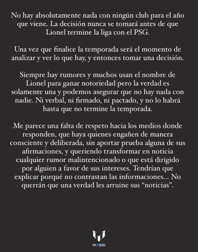 Comunicado de Jorge Messi. Foto: Jorge Sole/IG 