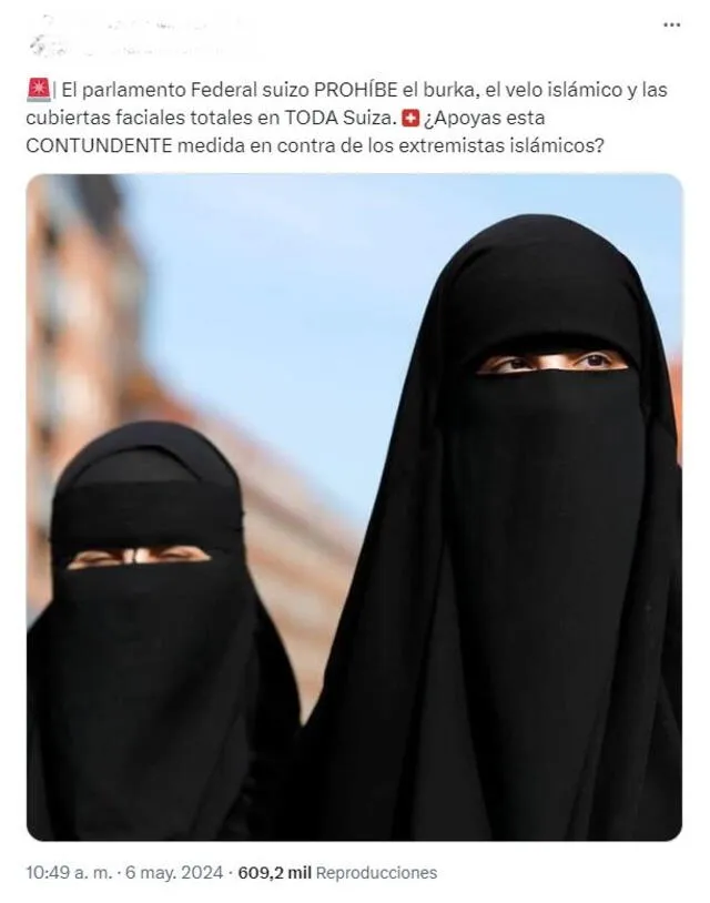<em> Publicación viral sobre la supuesta prohibición reciente del velo islámico. Foto: captura de X</em>   
