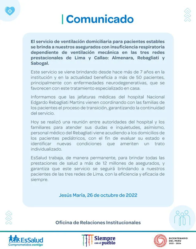 Pacientes con ventiladores mecánicos de EsSalud