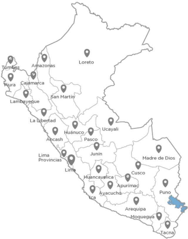  Mapa de las sedes de los diversos colegios COAR. Foto: Minedu   