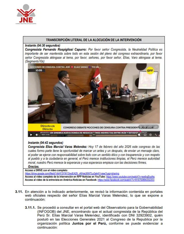  Detalle del informe de fiscalización del JEE Lima Centro 1   