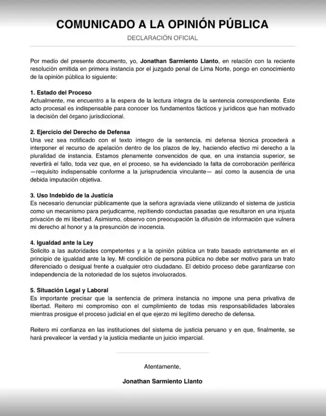 Comunicado de John Kelvin. Foto: Instagram.  