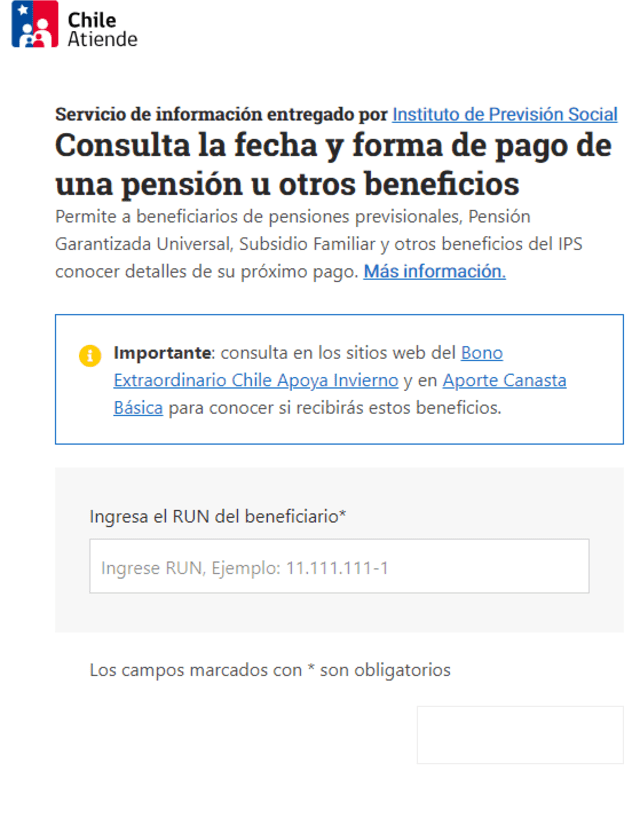 Para acceder al bono de navidad, debes ingresar a la página web de ChileAtiende. Foto: chileAtiende.  