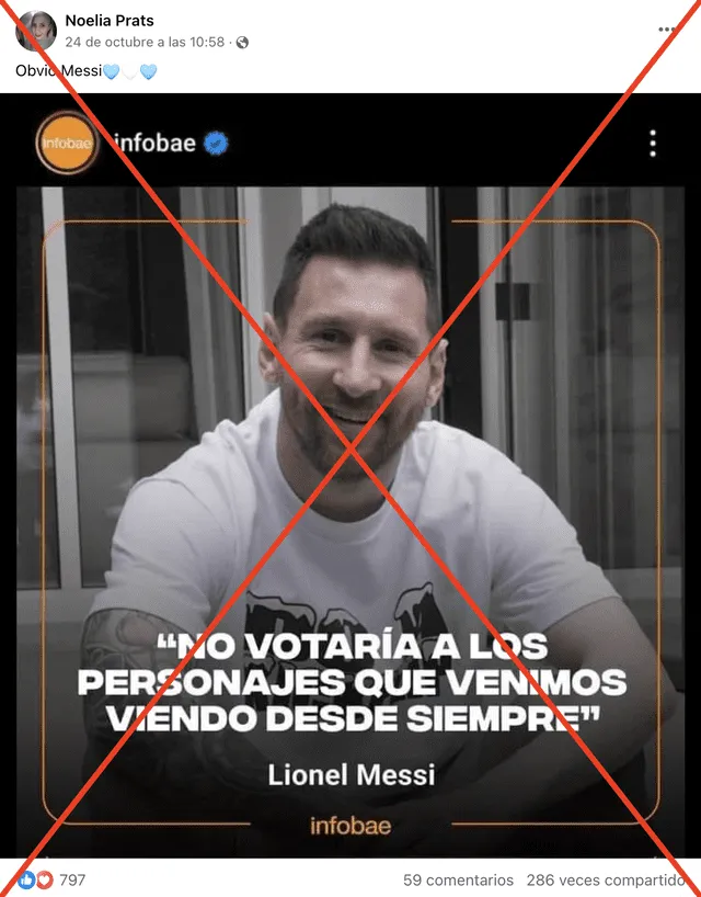 Publicación viral presenta una imagen falsa. Foto: captura de Facebook   