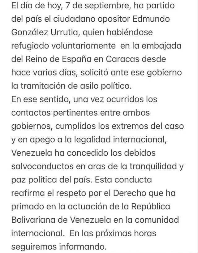 La noticia fue confirmada por la vicepresidenta de Venezuela, Delcy Rodríguez. Foto: @vicevenezuela/Instagram.   