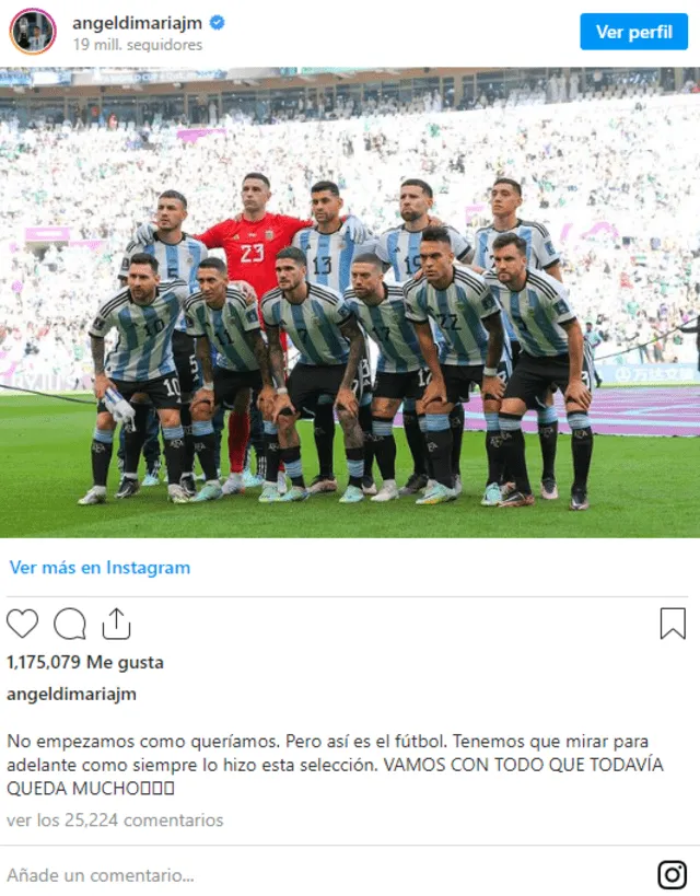 Ángel Di María y sus palabras de aliento para su Selección.