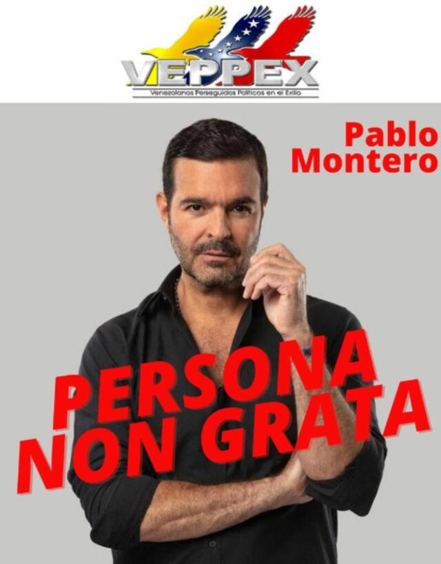 Pablo Montero es declarado 'persona non grata' por la Organización de Venezolanos Perseguidos Políticos en el Exilio (Veppex). Foto: Veppex/Instagram