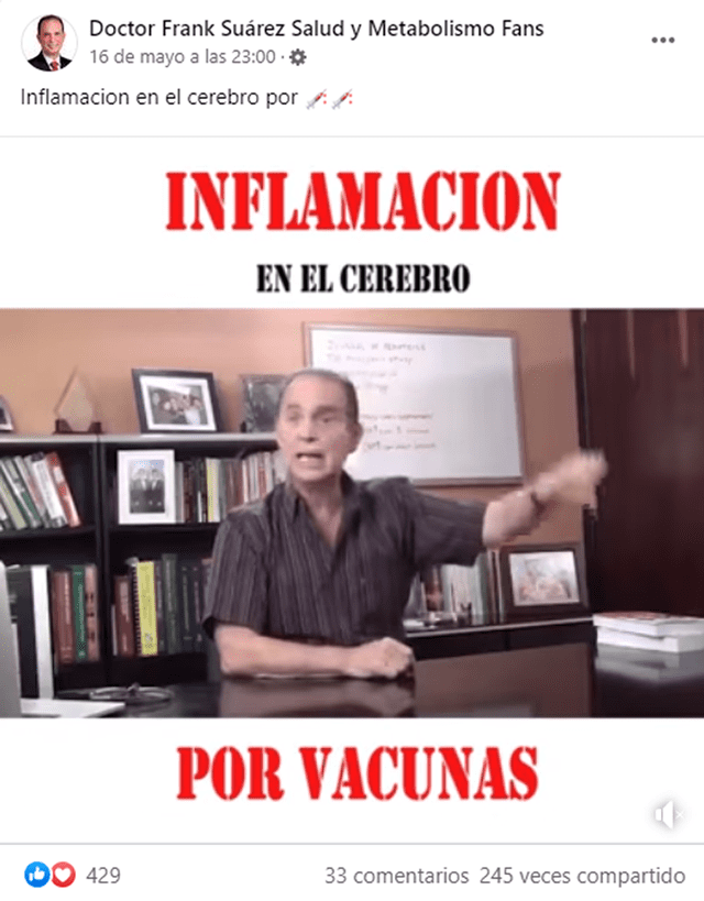 Publicación viral sobre vacunas pediátricas.