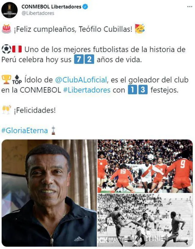 La Copa Libertadores saluda al 'Nene'. Foto: Conmebol