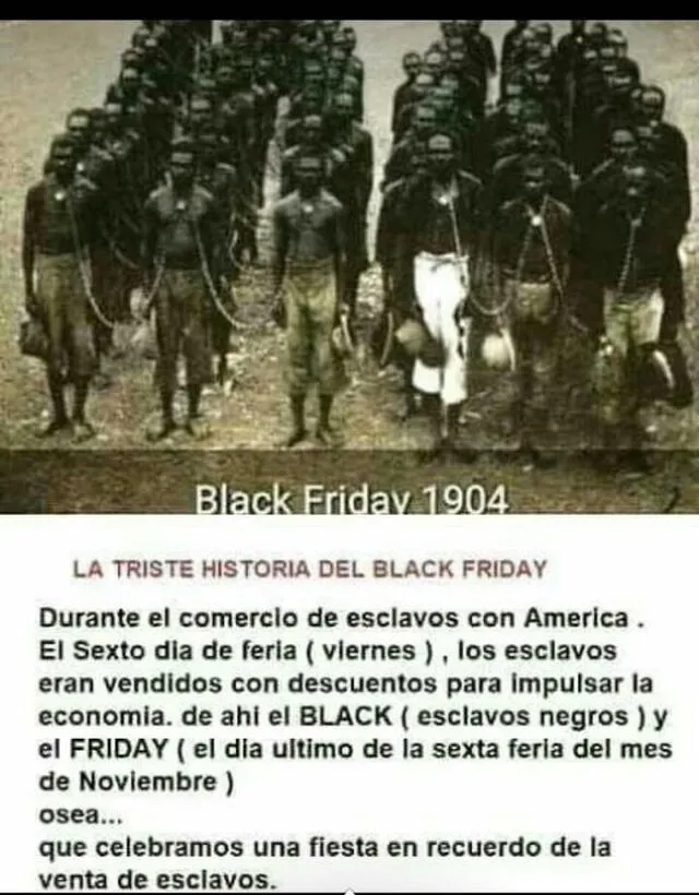 Una de las tantas capturas vistas en redes sociales que mienten acerca del origen del Black Friday. Foto: Twitter