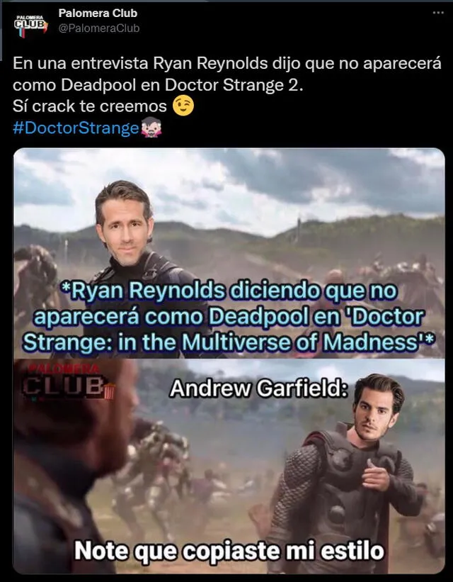 Fans de Ryan Reynolds creen que miente sobre su supuesto cameo en Doctor Strange 2. Foto: captura de Twitter