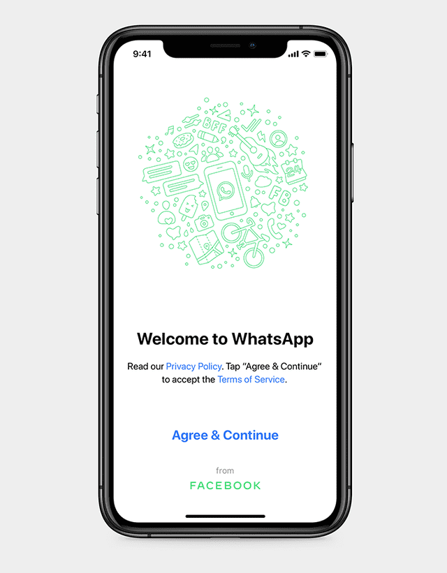 Nuevo pie de página de WhatsApp con logo rediseñado de Facebook. | Foto: Facebook