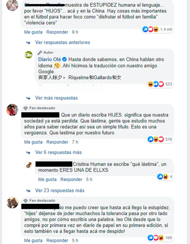 Reacciones de cibernautas tras publicación de Olé.