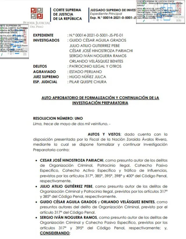 Disposición fiscal del Juzgado Supremo.