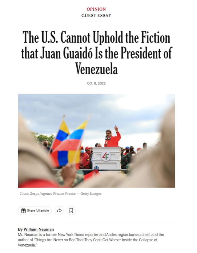 <em> Versión en inglés del artículo del NYT. Foto: captura de Google</em>   