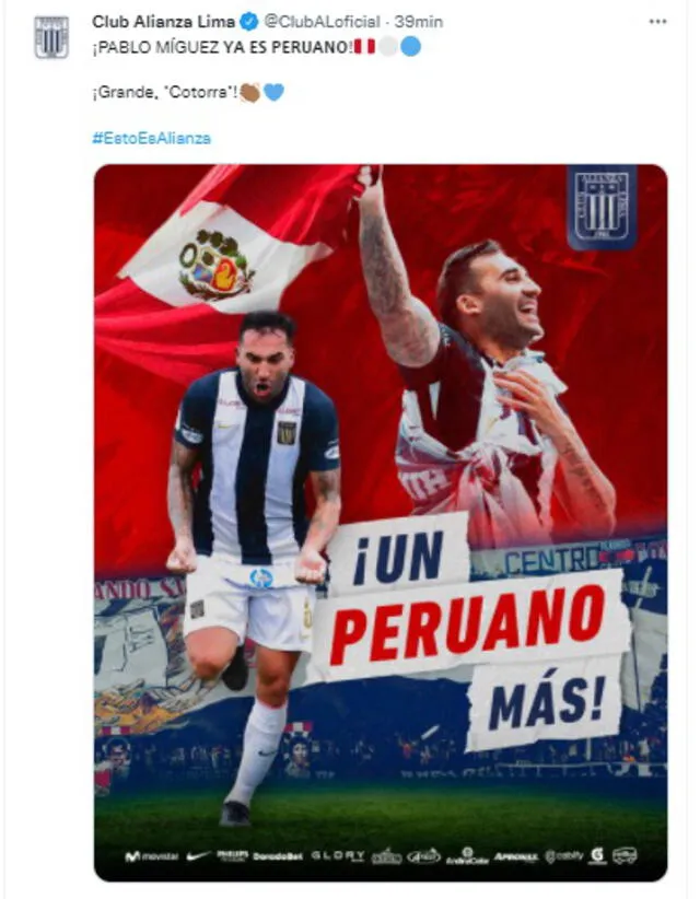 Pablo Míguez regresó a Alianza Lima en 2021.