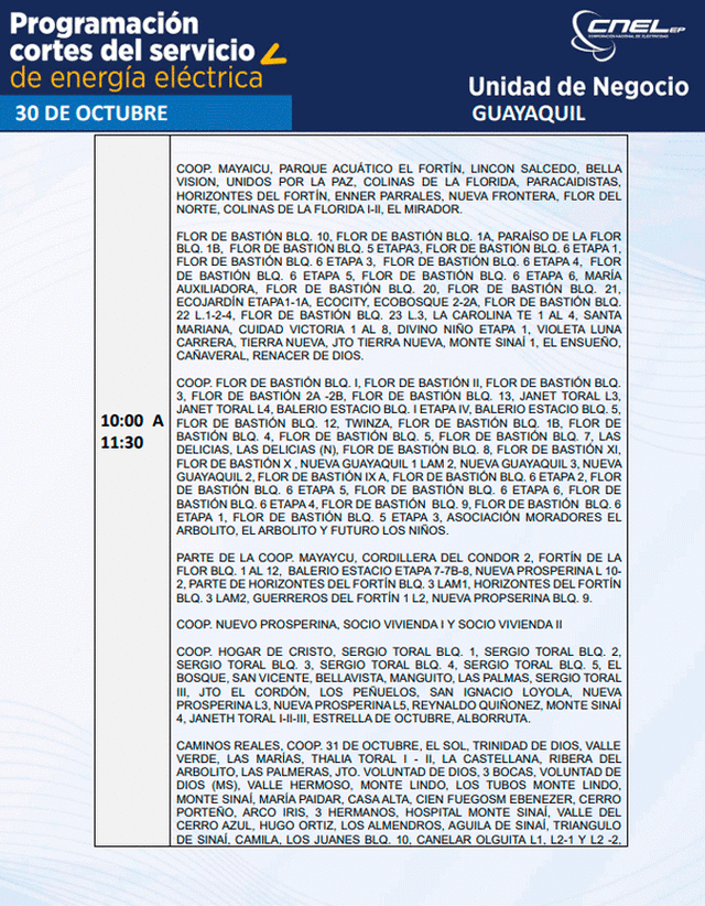 Corte De Luz 31 De Octubre En Ecuador: Horarios De Apagón Hoy En Quito ...