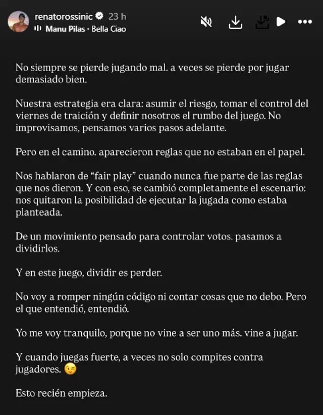 Renato Rossini Jr. habla de su salida de 'Lagranja VIP Perú'. Foto: Instagram