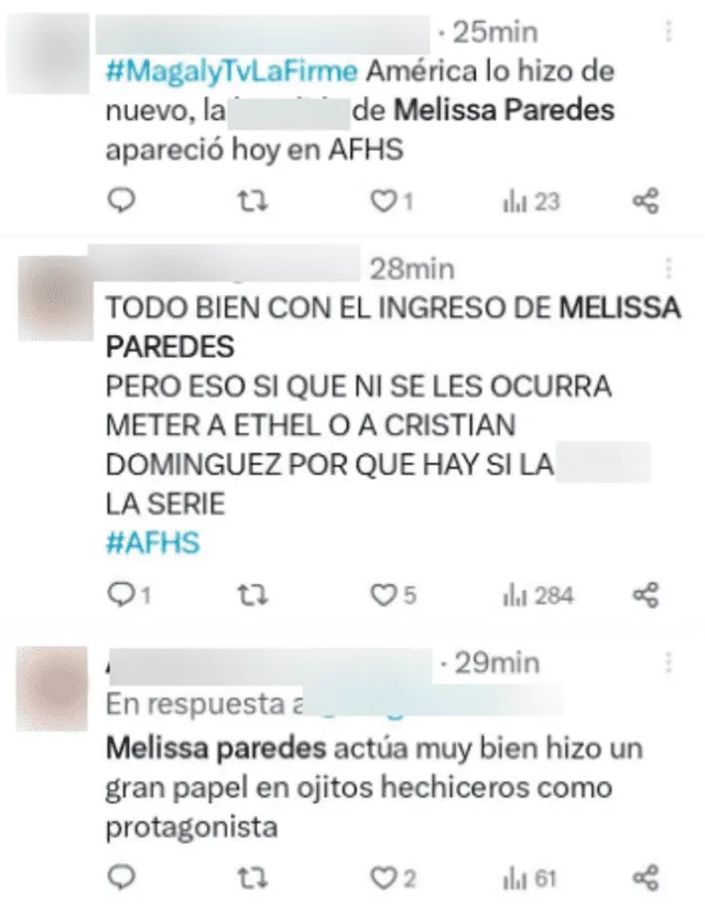 Usuarios reaccionan al ingreso de Melissa Paredes. Foto: captura de Twitter   