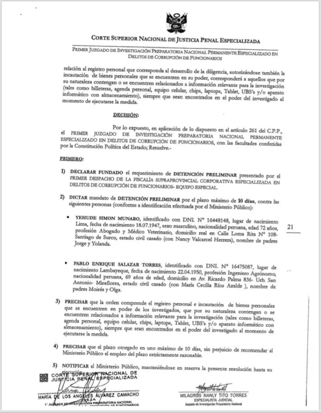 Orden de detención contra el ex presidente del Consejo de Ministros Yehude Simon. Foto. La República.