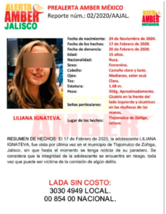 Joven de nacionalidad rusa desapareció en Jalisco. (Foto: Captura)