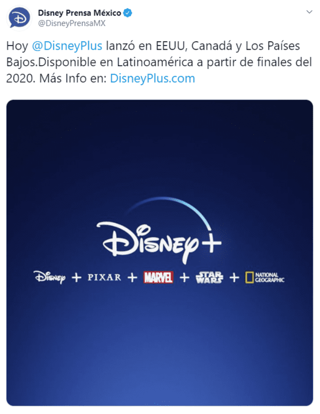 Disney México confirma la llegada de Disney Plus. Foto: Captura