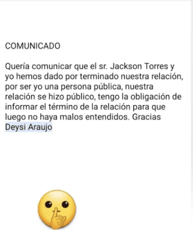 Juez Jackson Torres asegura que sigue en relación con Deysi Araujo pese a que ella dijo que terminaron