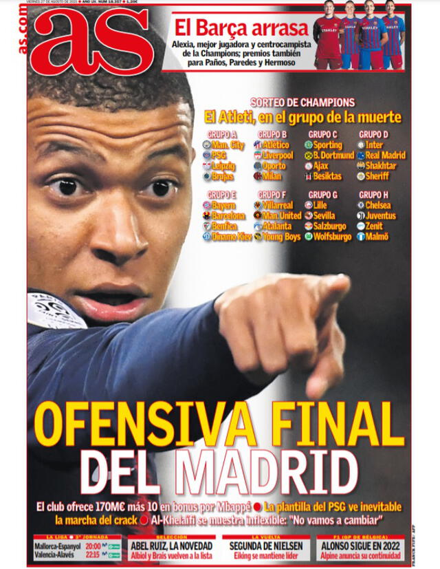 Así informó el Diario AS sobre el caso Mbappé.