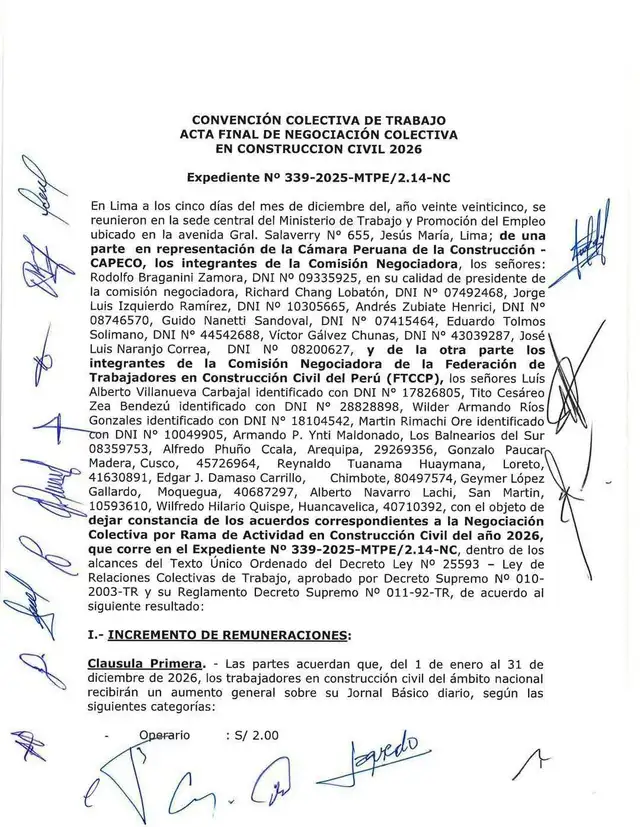 Convenio Colectivo por Rama de Actividad 2026 del Sector Construcción Convenio Colectivo por Rama de Actividad 2026 del Sector Construcción