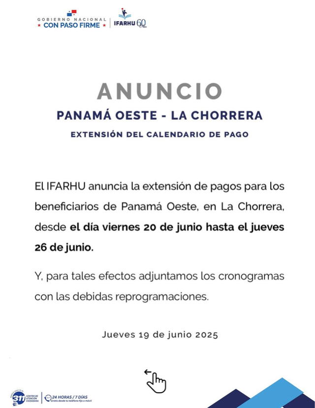 El Ifarhu ordenó una extensión del calendario de pago del PASE-U en La Chorrera, Panamá Oeste. Foto: Ifarhu El Ifarhu ordenó una extensión del calendario de pago del PASE-U en La Chorrera, Panamá Oeste. Foto: Ifarhu