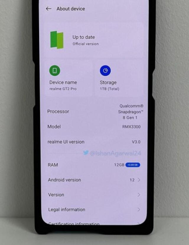 Almacenamiento del Realme GT2 Pro