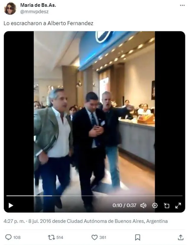  Video de Alberto Fernández fue publicado el 8 de julio del 2016. Foto: captura en X /@mmvpdesz.   