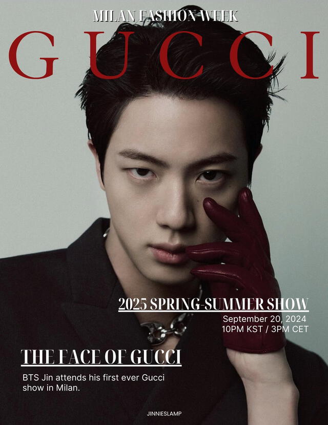 Jin se presentará por primera vez Milan Fashion Week 2024. Foto: Gucci   