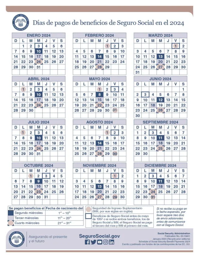 Este es el calendario de pago completo del Seguro Social. Foto: Seguro Social   