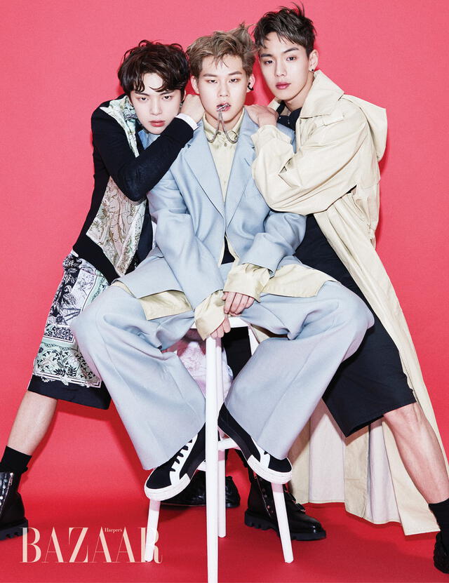 MONSTA X: Shownu, Min Hyuk y Joo Heon conforman un elegante trío pictórico para HARPER’S BAZAAR.