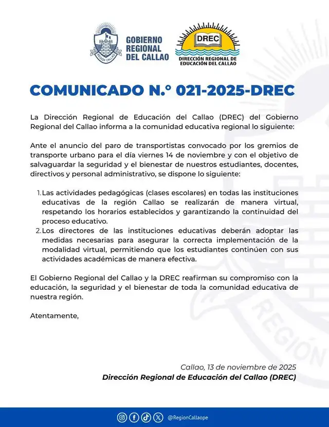 Clases virtuales en Callao por paro de transportistas. Foto: Difusión. Clases virtuales en Callao por paro de transportistas. Foto: Difusión.