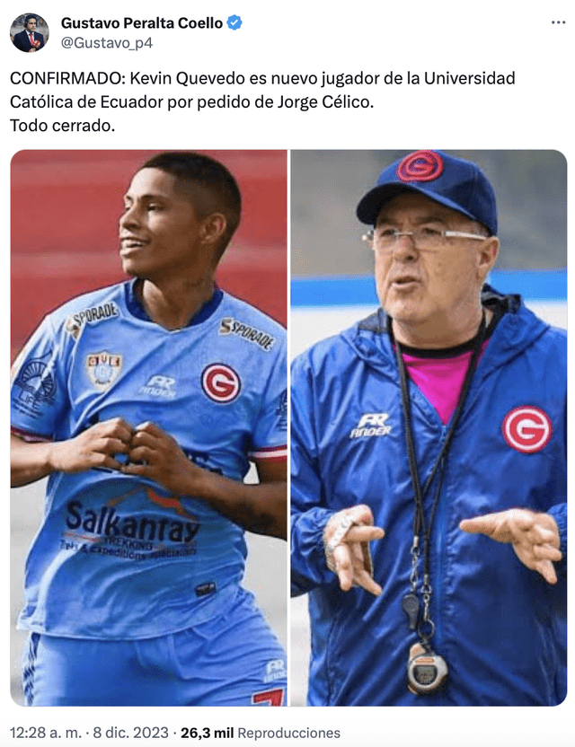 Kevin Quevedo jugará en Ecuador. Foto: captura de 'X'   