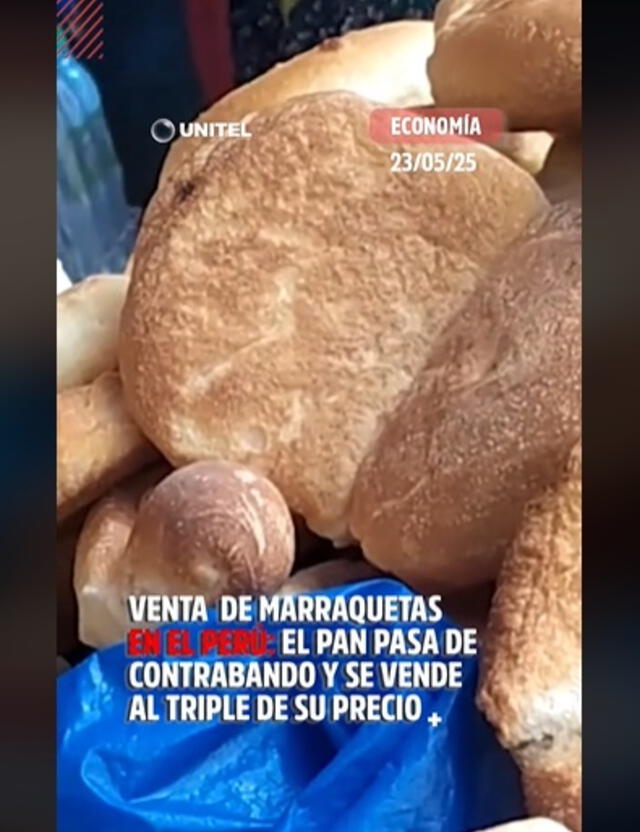 Medio Unitel de Bolivia indica que el pan marraqueta es vendido en la frontera con Perú. Foto: Unitel Bolivia.   