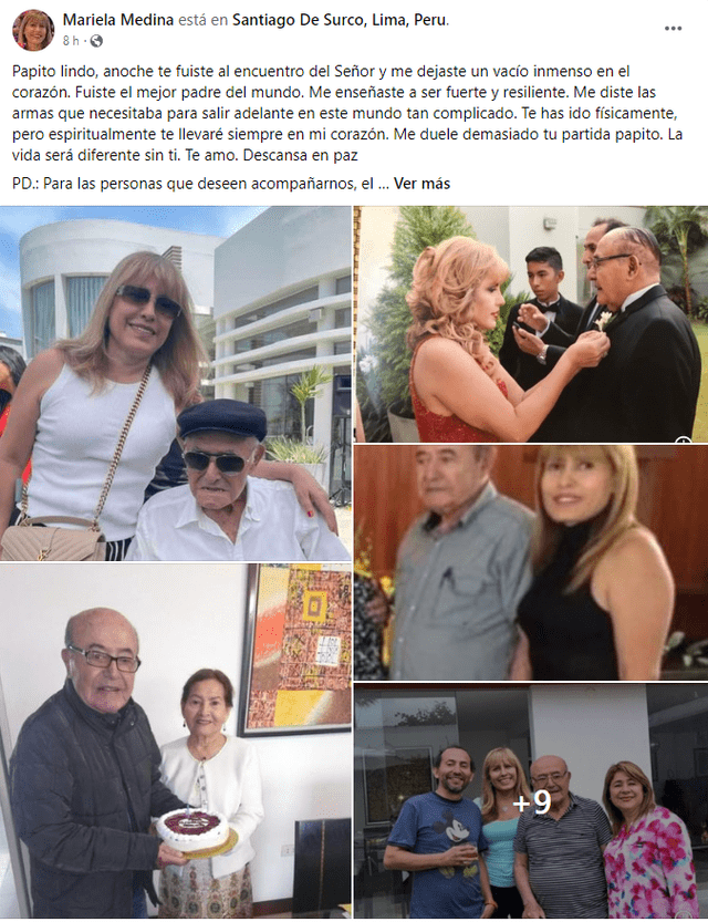  Mariela Medina redactó este mensaje para recordar a su papá, a quien agradeció por darle las herramientas para enfrentar las dificultades que se presentan en la vida. Foto: captura de Facebook   